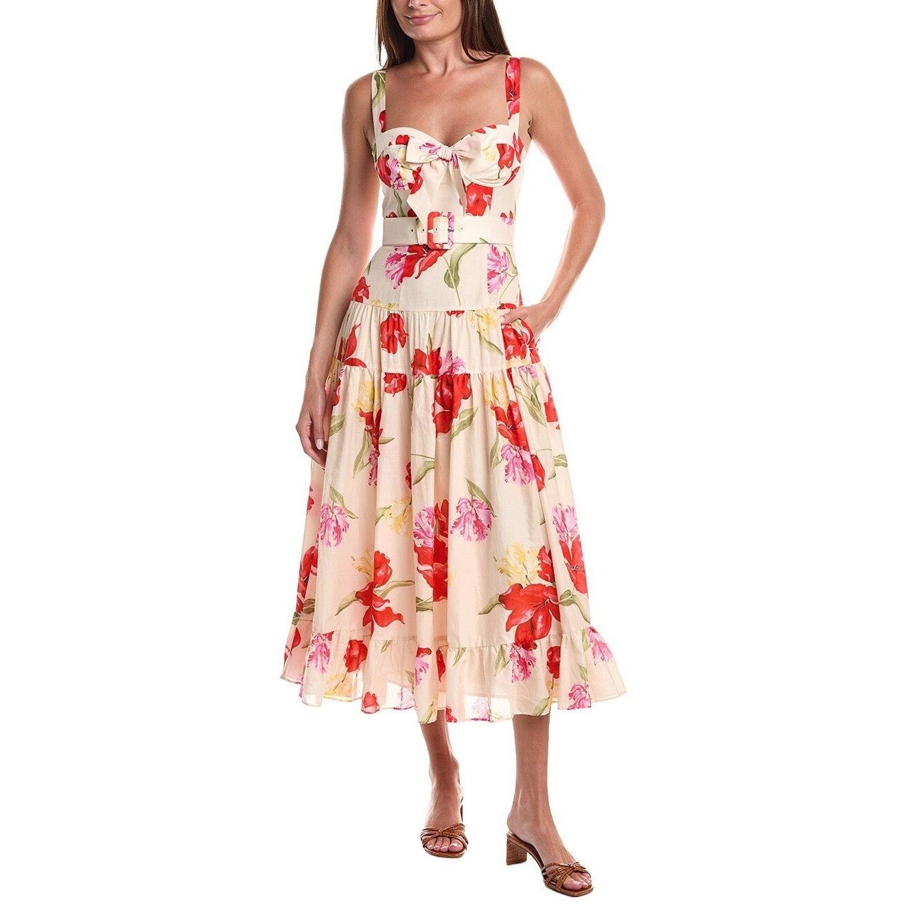 New! Hutch Klea Midi Dress Rococo Bouquet Ivory Sz Small